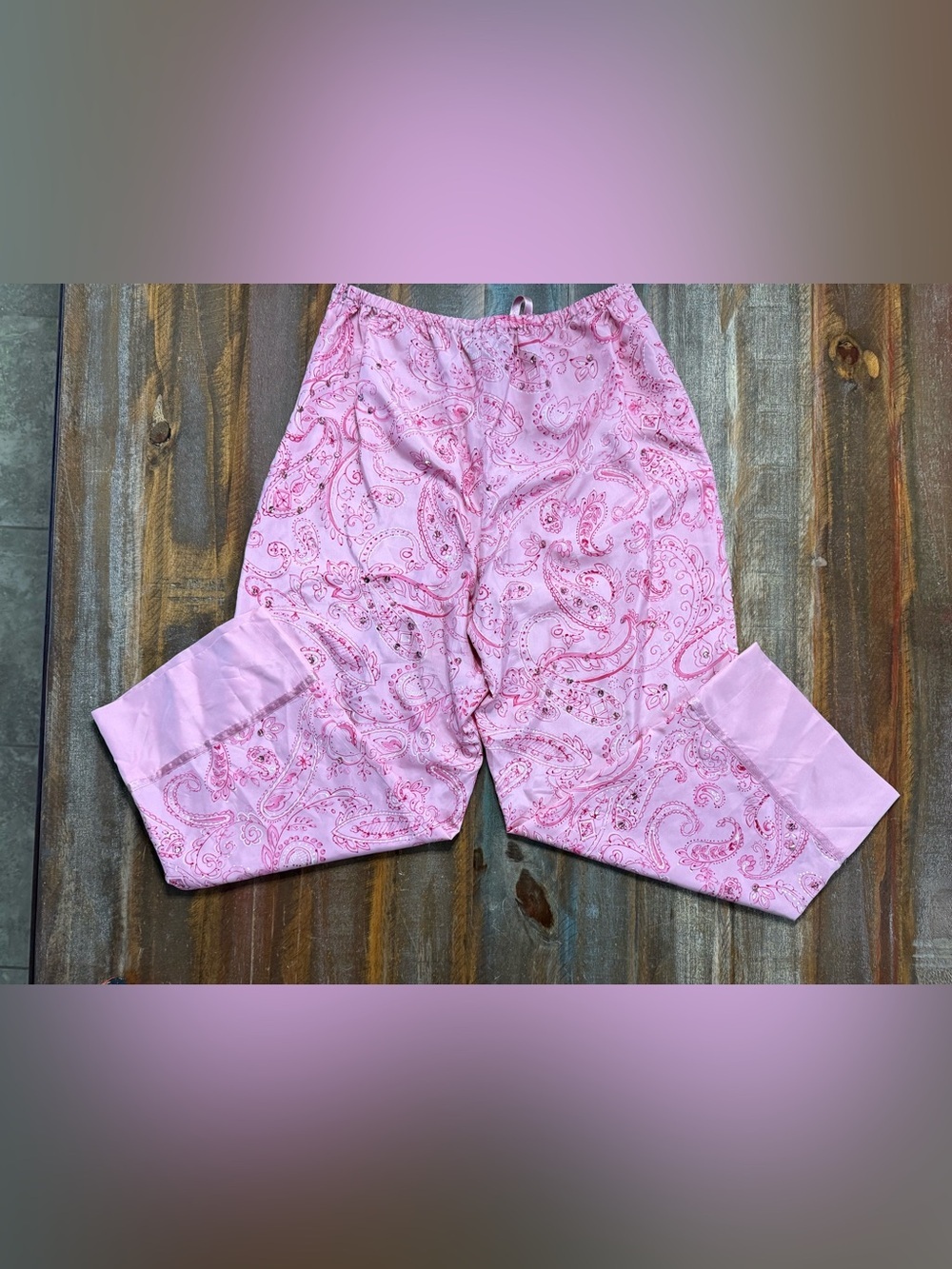Boston Proper Women’s Size S 100% Silk Paisley & Rhinestone Lounge Pants EUC - Picture 5 of 5